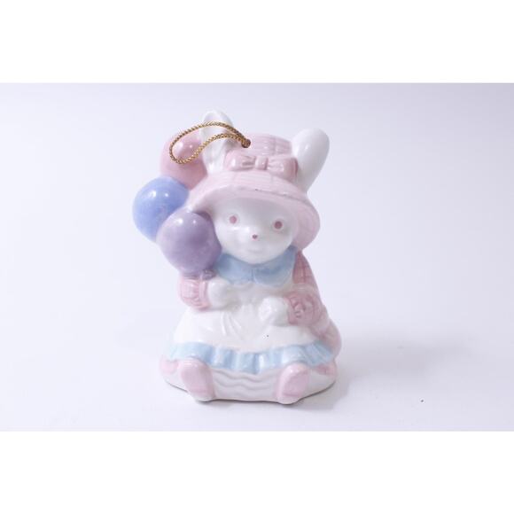 Takahashi, Girl Rabbit with Balloons, Porcelain Figurine, Hanging, Easter - Picture 1 of 3